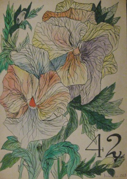 Edward Noniewicz - Inne prace - rysunki - 116 / 134 - Kwiaty, 1969